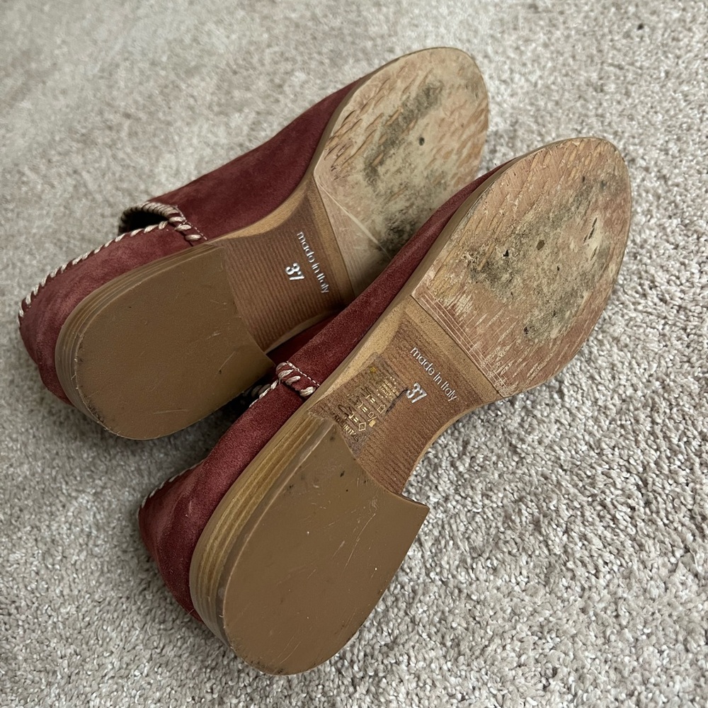 Sundance Suede Ankle Booties-  Burgundy - Italian Made size 37 (7) - Picture 9 of 10